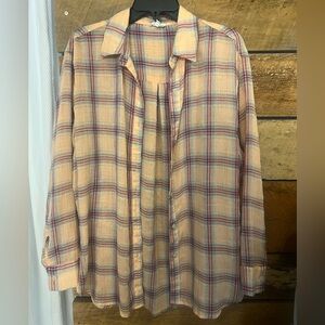 LA MIEL Pink and Black Plaid Top